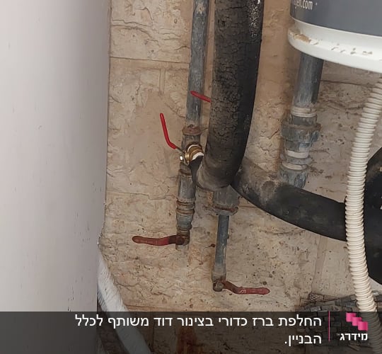 צינורות וכלים הקשורים לאינסטלציה על קיר